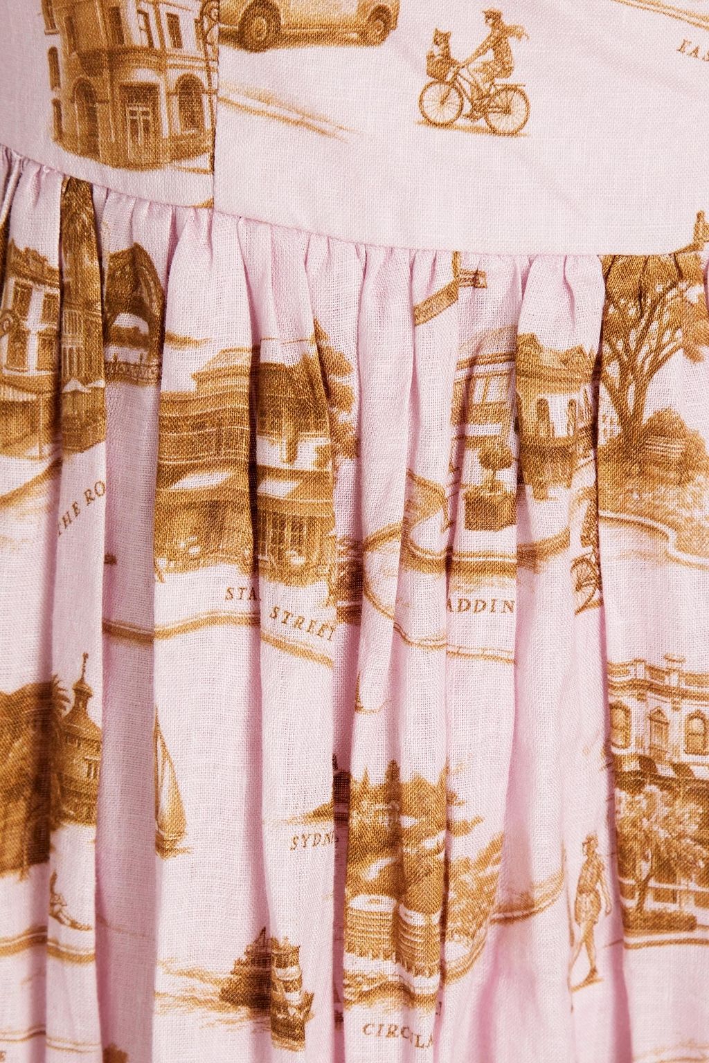 ZIMMERMANN فستان متوسط الطول بتصميم ملموم من الكتان مزين بطبعات على شكل زهور