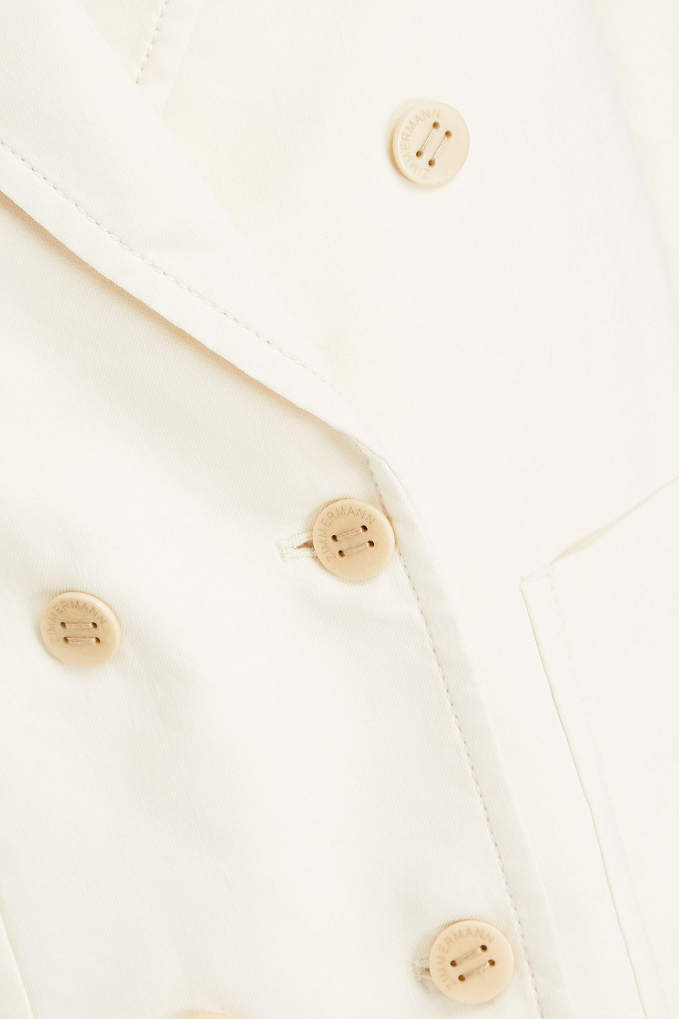 Zimmermann Double-breasted Linen-blend Blazer In Ivory