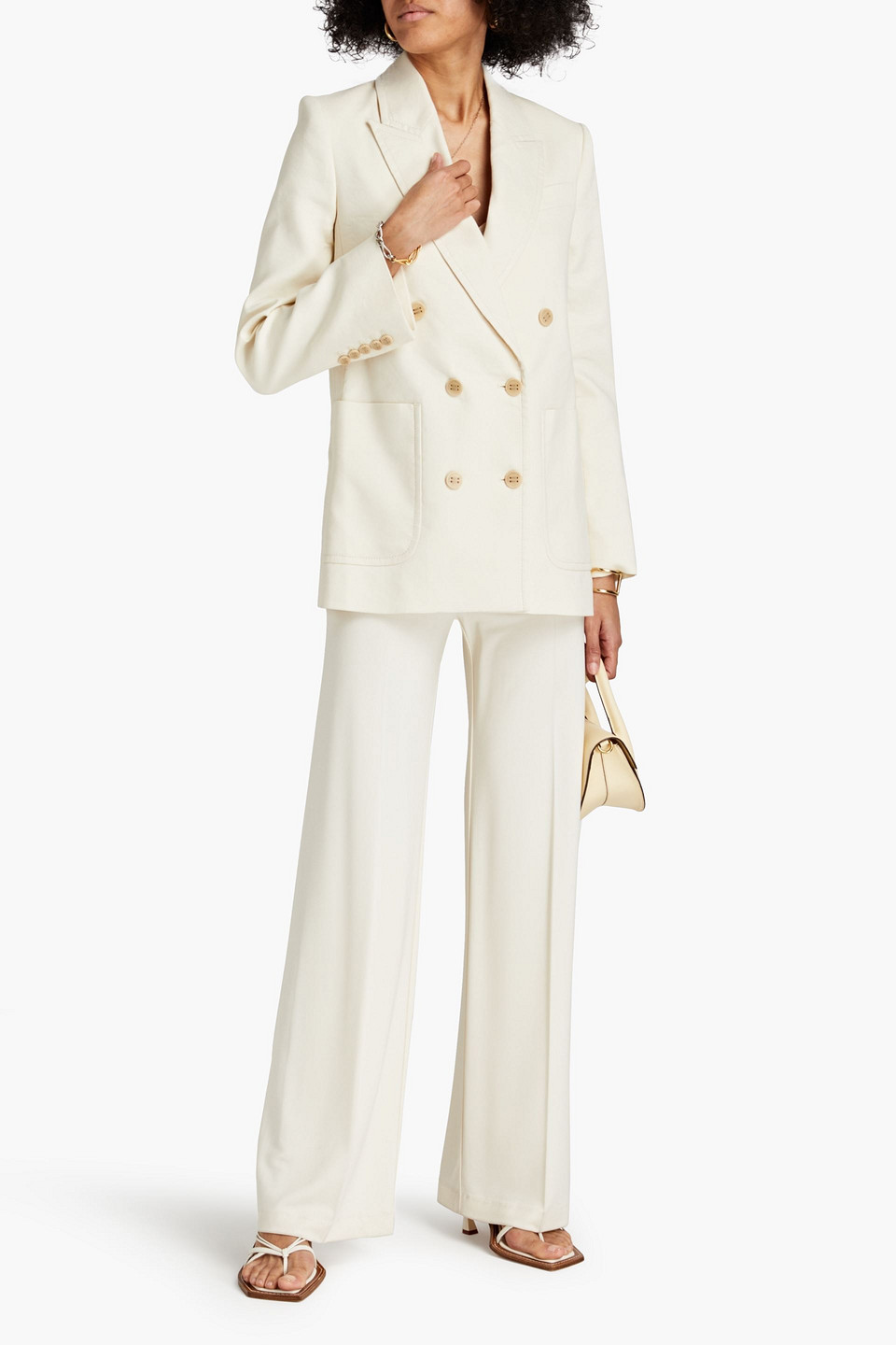 Zimmermann Double-breasted Linen-blend Blazer In Ivory