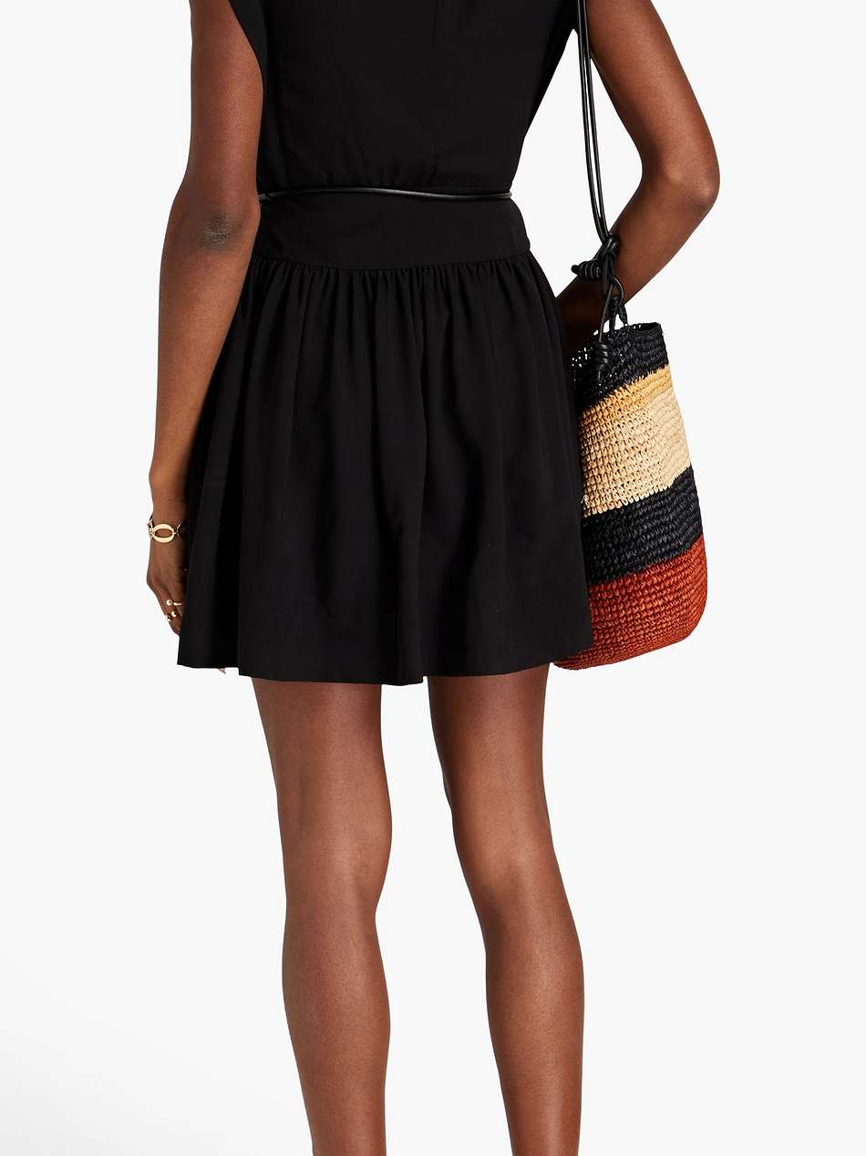 belted twill mini dress