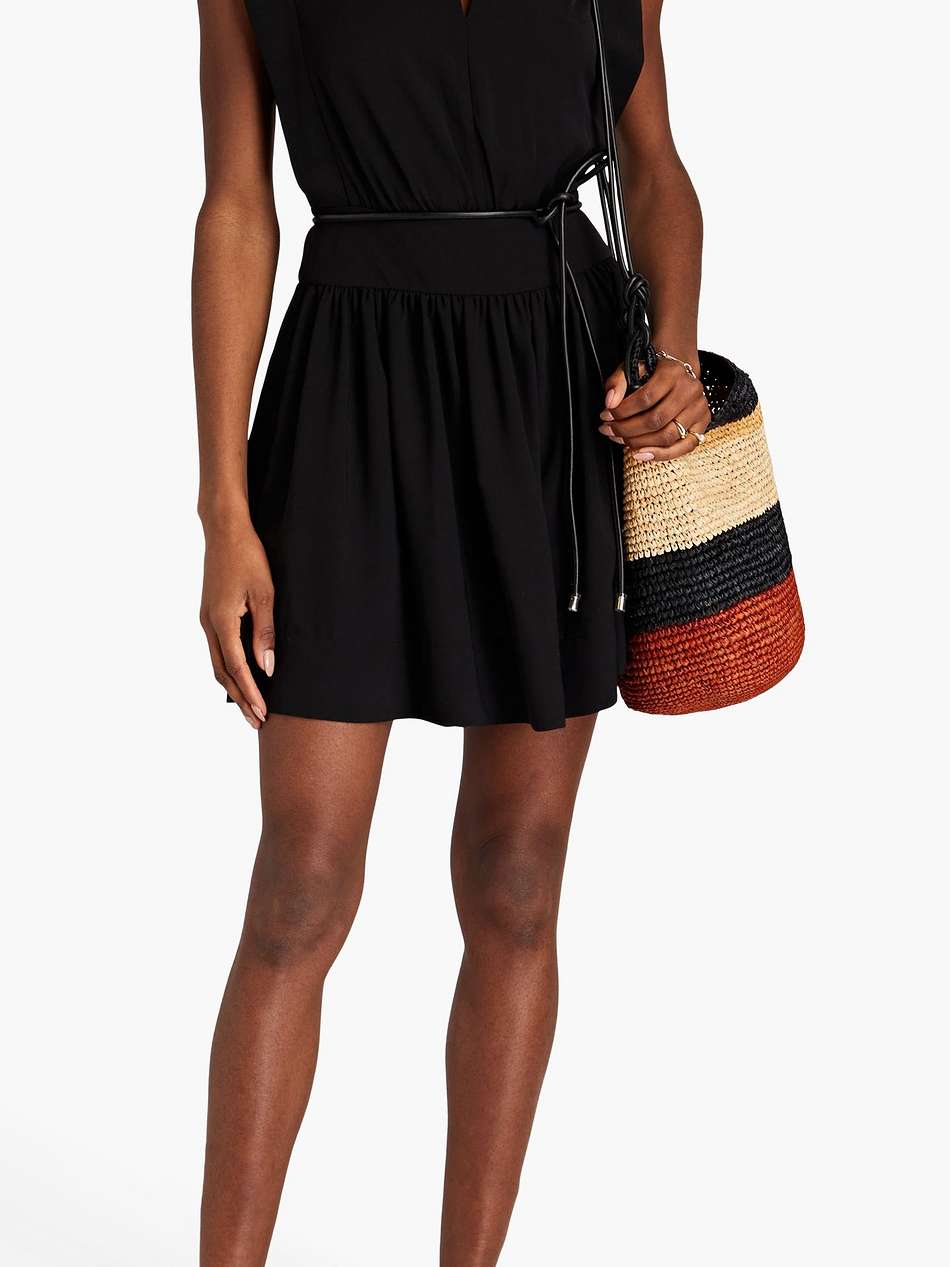 belted twill mini dress