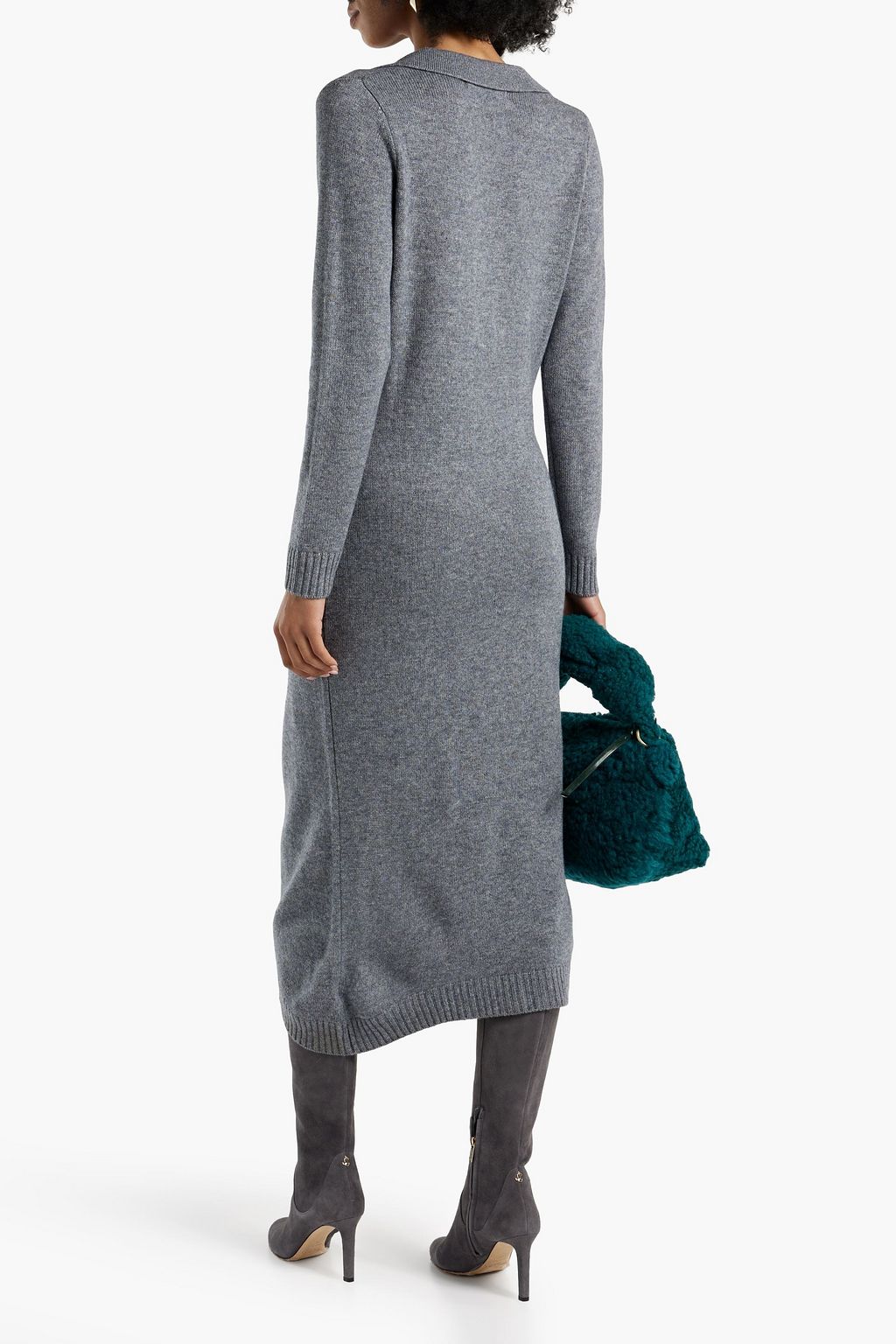 KAREN THOMAS Mélange wool and cashmere-blend midi dress