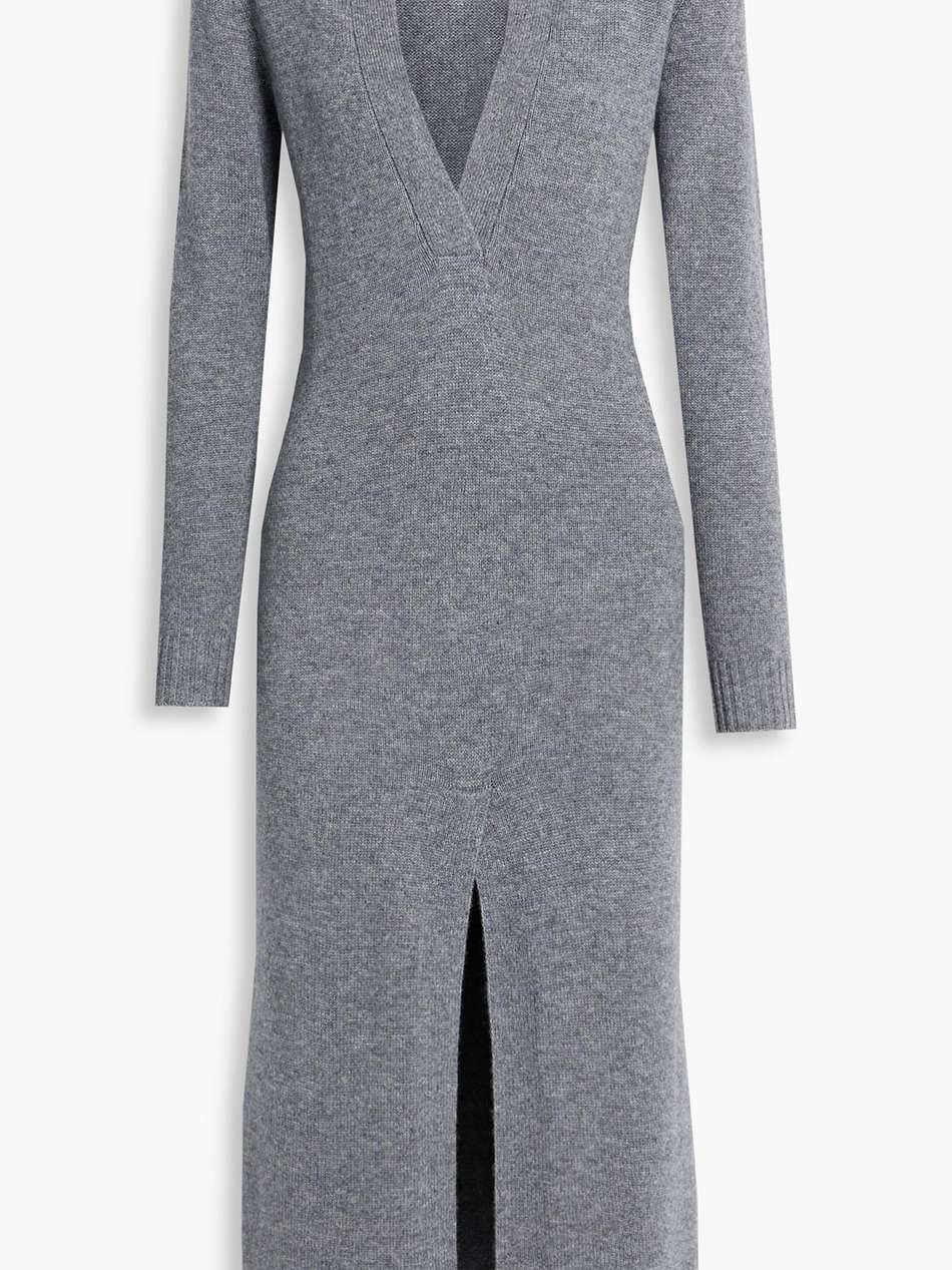 mélange wool and cashmere-blend midi dress