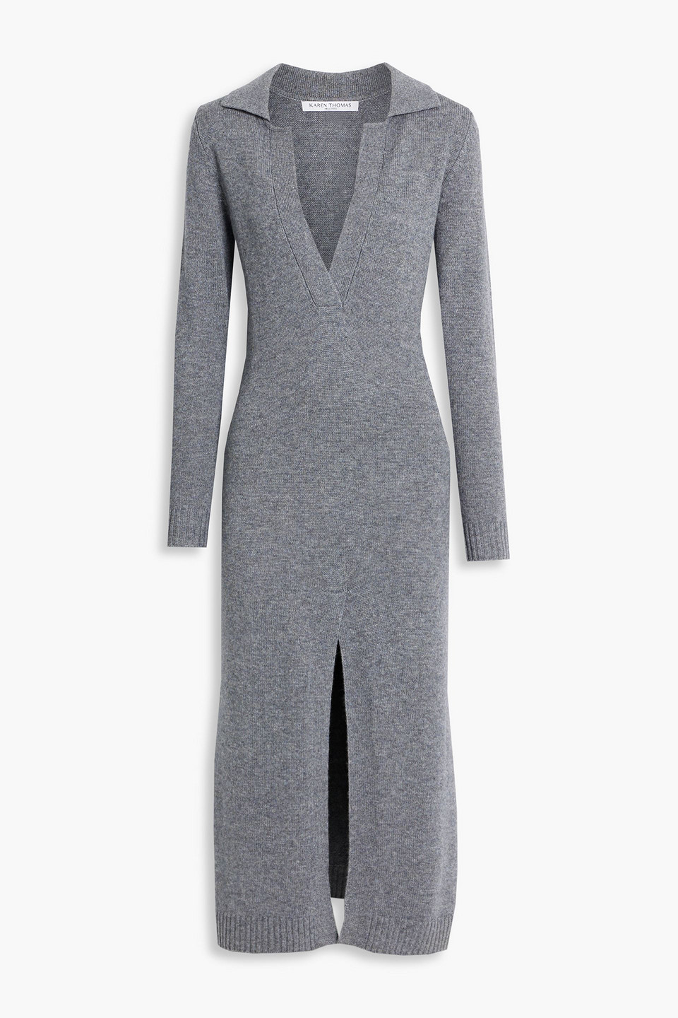 Karen Thomas Meliertes Midikleid Aus Einer Woll-kaschmirmischung In Gray