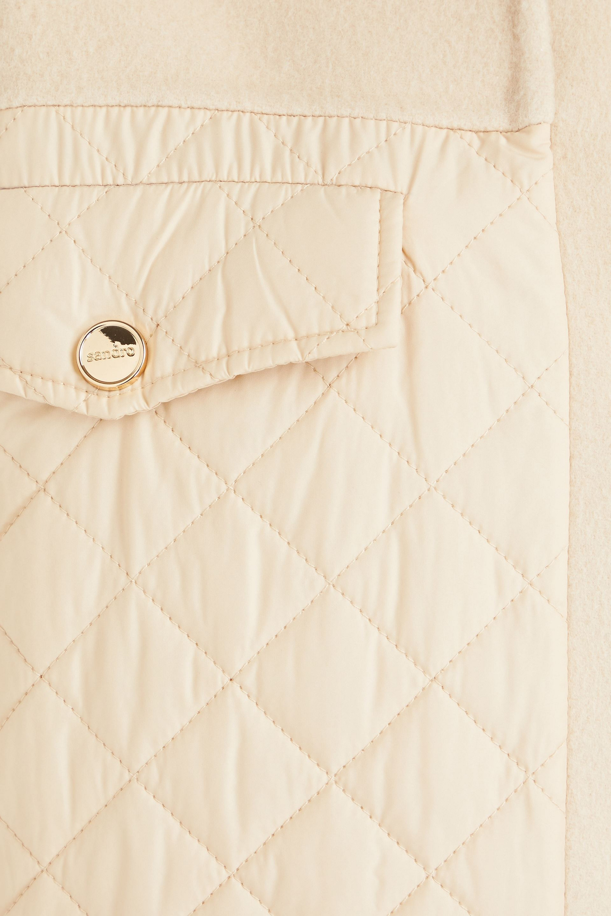 SANDRO Quilted shell and wool-felt jacket thumbnail