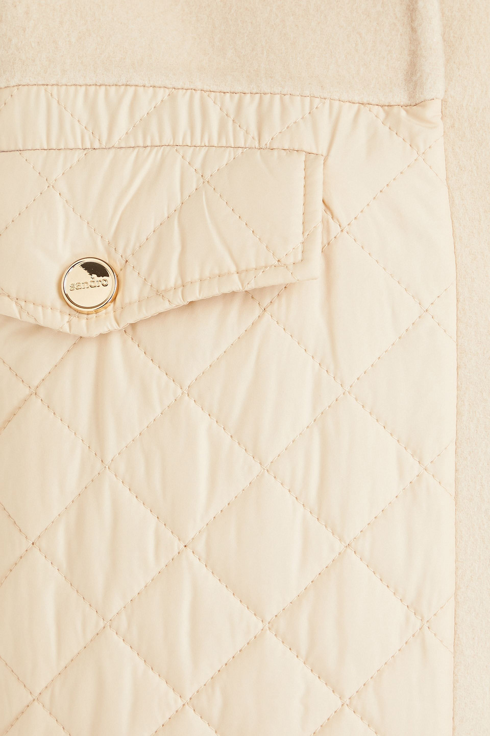 Shop Sandro Aldric Quilted Shell And Wool-felt Jacket In Beige