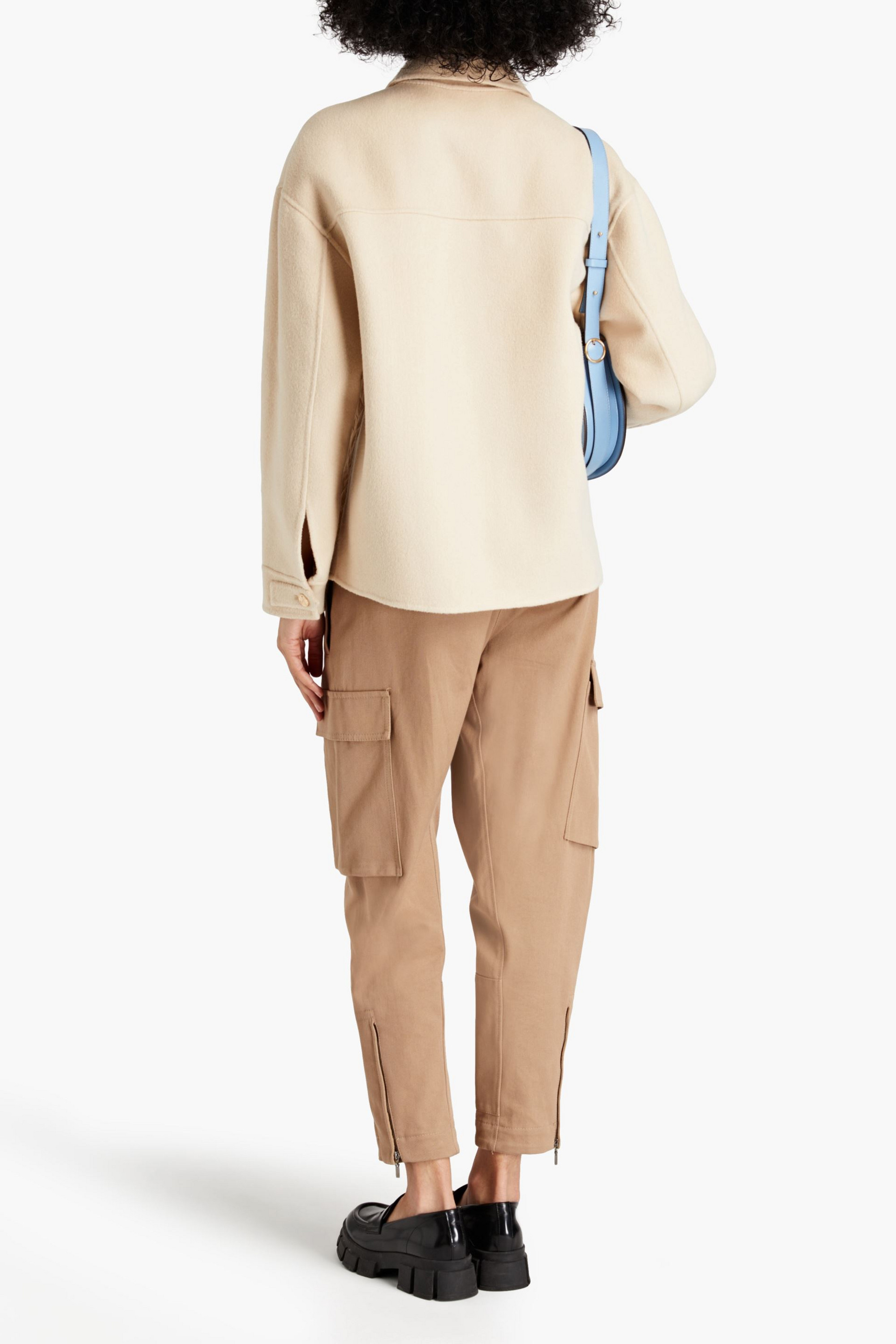 SANDRO Quilted shell and wool-felt jacket thumbnail