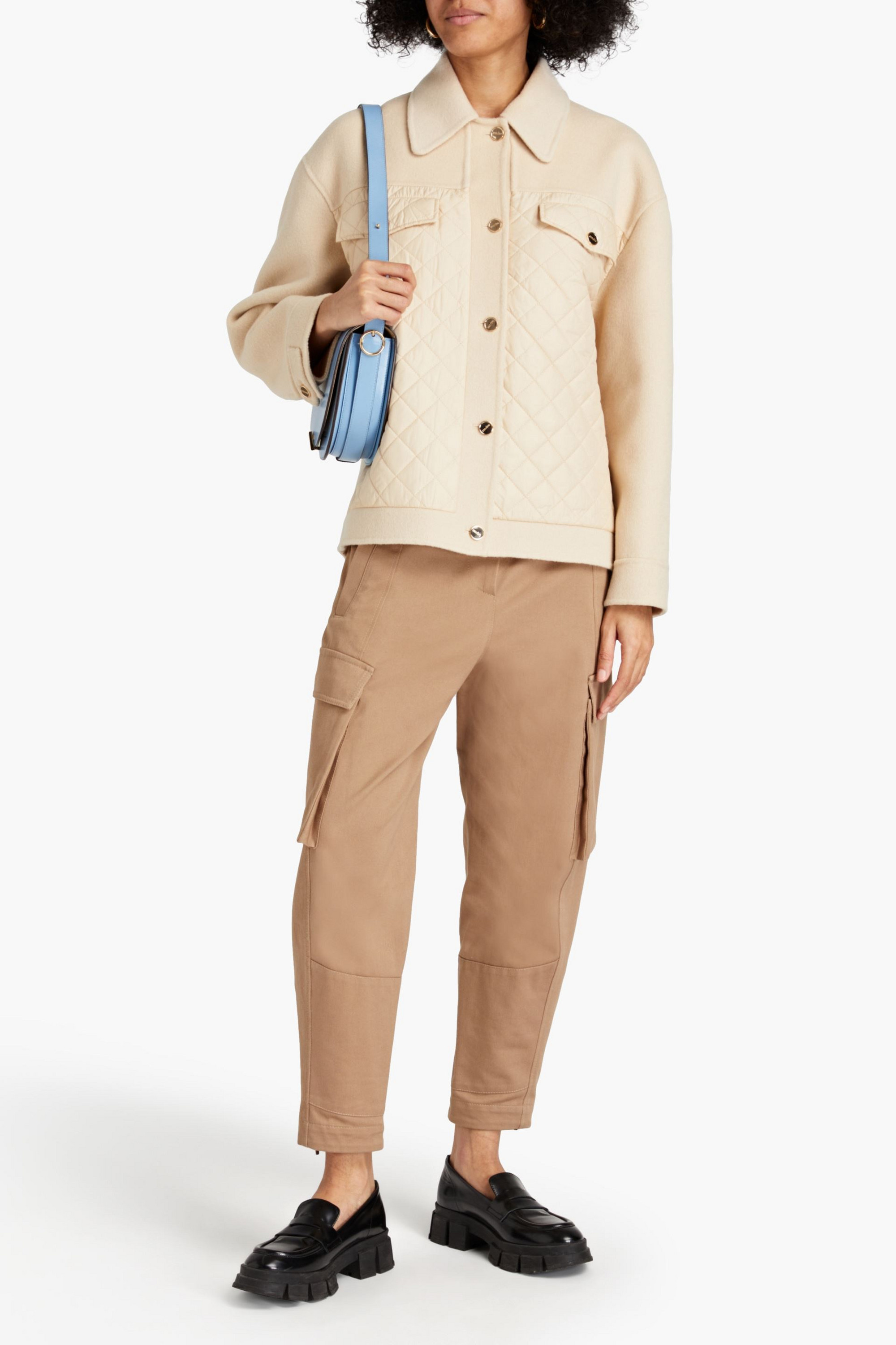 SANDRO Quilted shell and wool-felt jacket