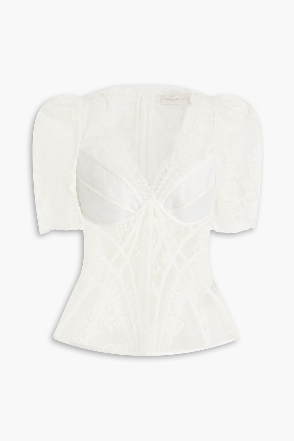 Zimmermann Dancer Cotton-blend Lace Top In Ecru