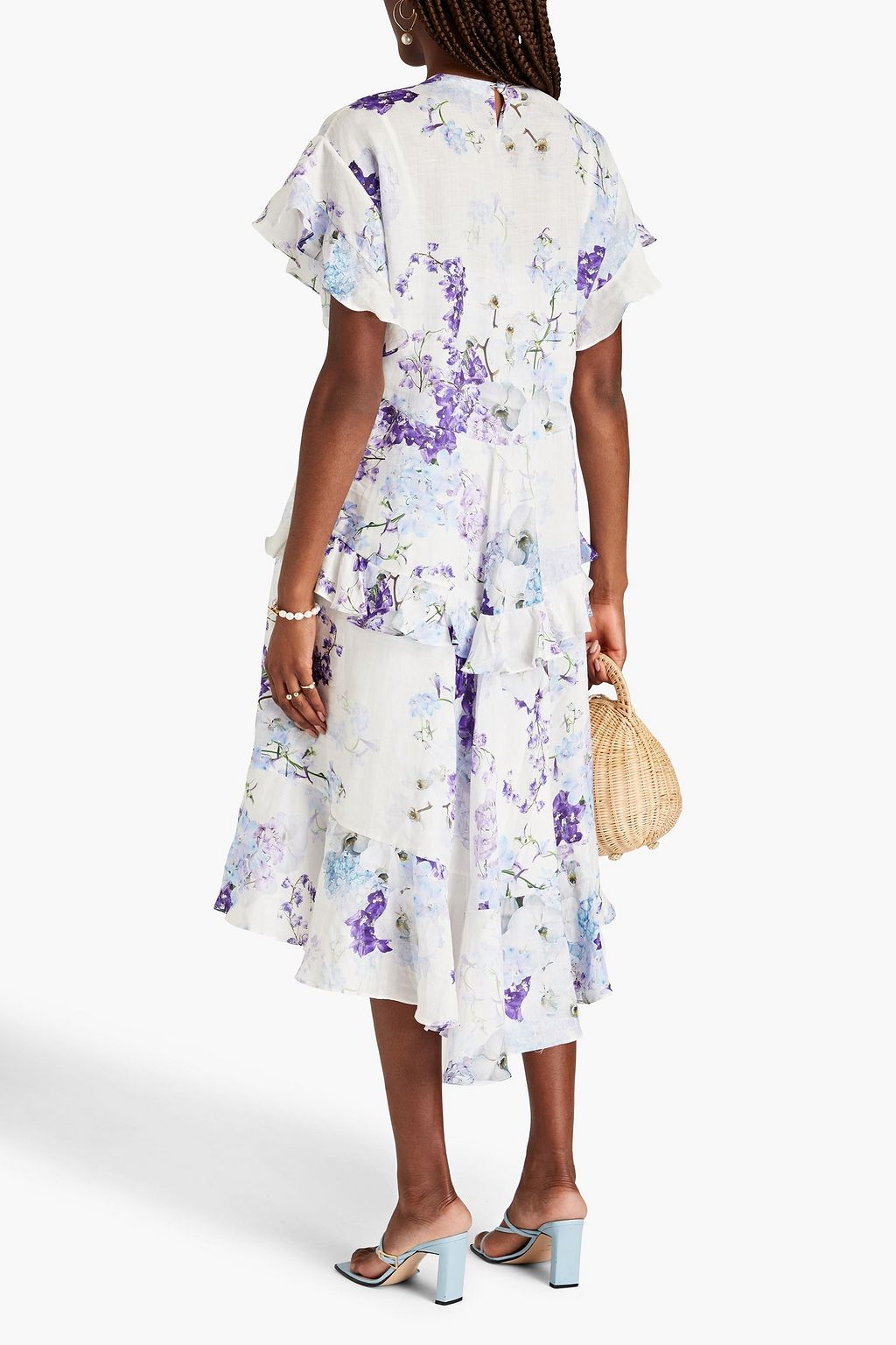 ZIMMERMANN Ruffled floral-print ramie midi dress