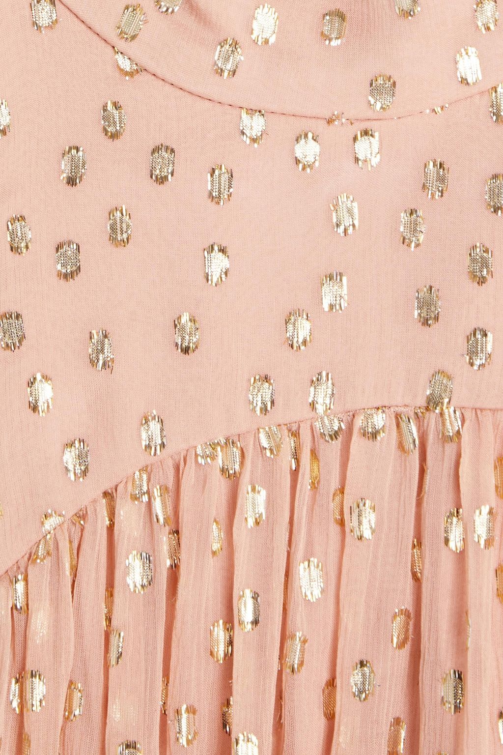 ZIMMERMANN Pussy-bow metallic fil coupé silk-crepon midi dress