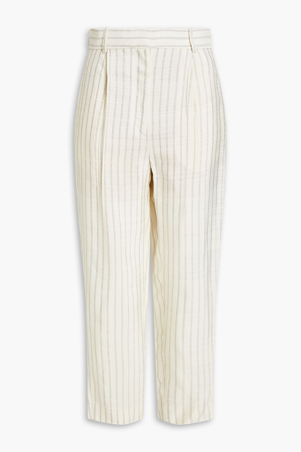 Sandro Bernardo Pinstriped Grain De Poudre Tapered Trousers In Ecru