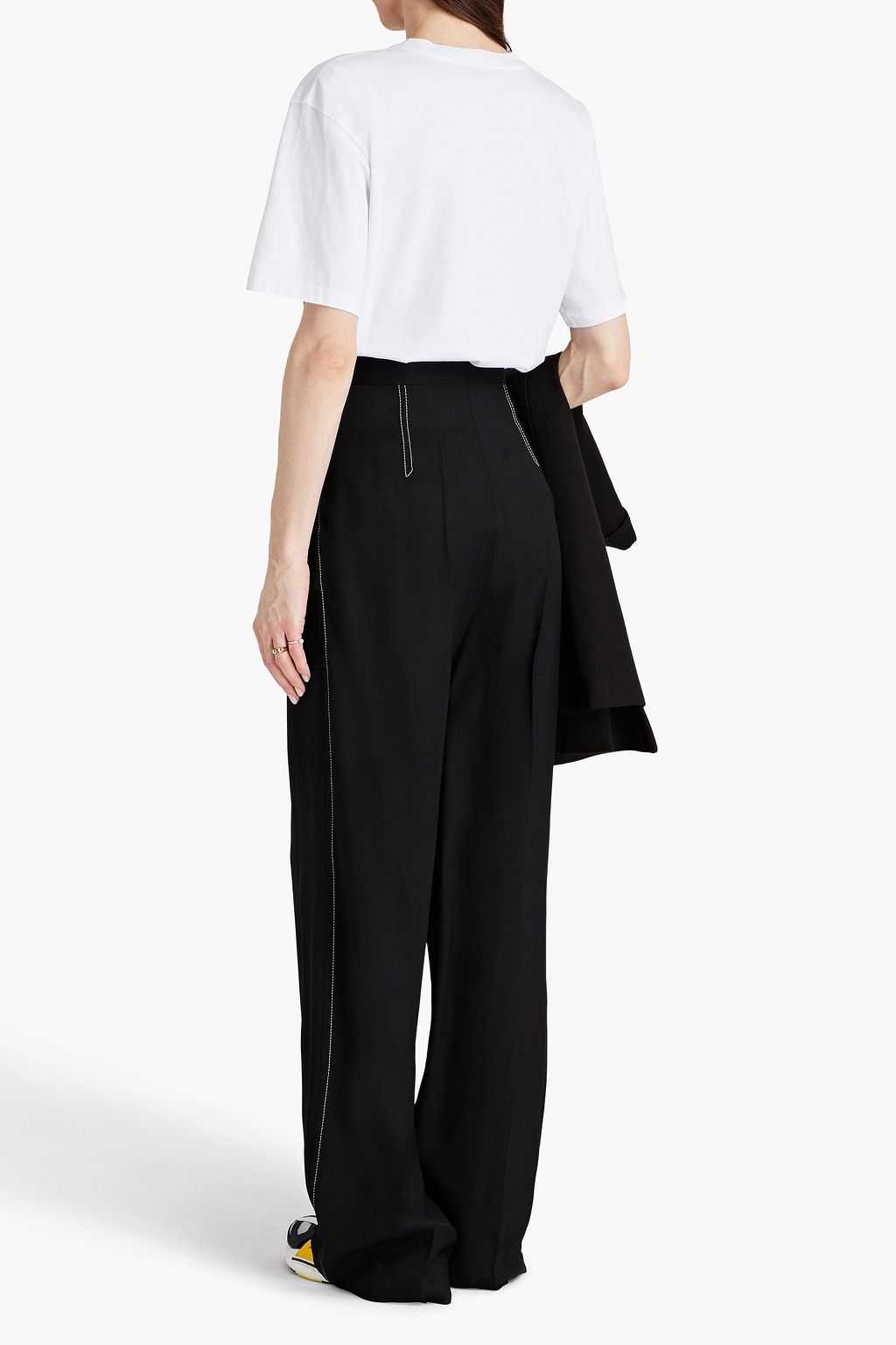 SANDRO Topstitched twill wide-leg pants