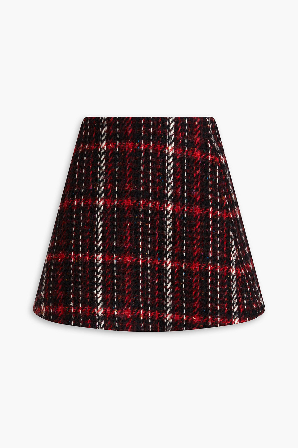 Shop Marni Checked Wool-blend Tweed Mini Skirt In Brick