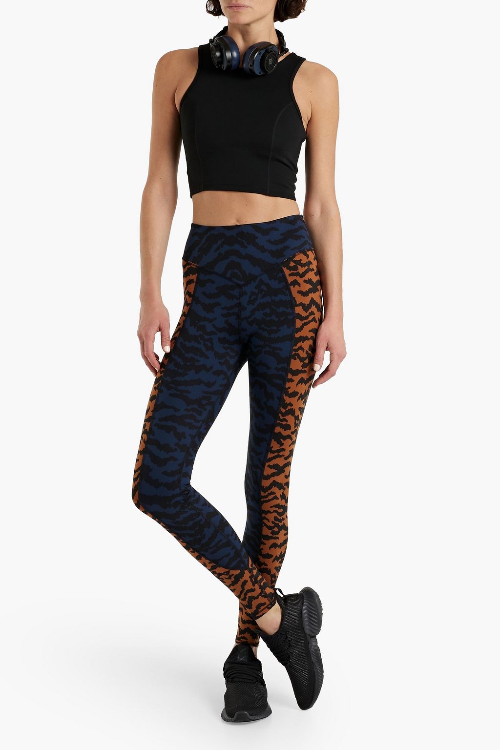 GOOD AMERICAN Paneled printed stretch-jersey leggings