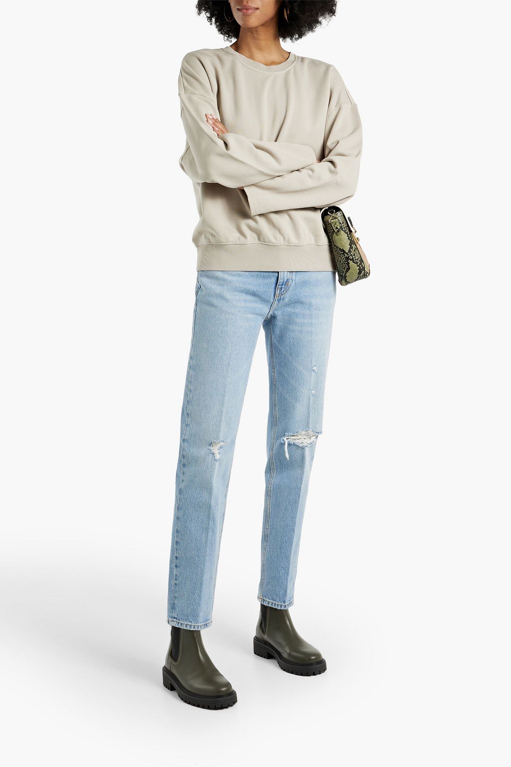GOOD AMERICAN French cotton-blend terry sweatshirt