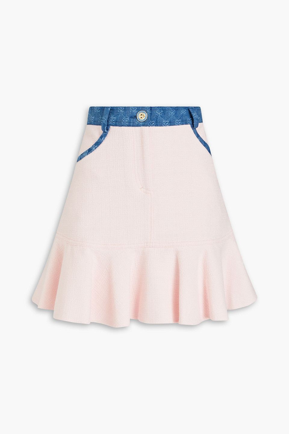 Sandro Polene Fluted Bouclé-tweed Mini Skirt In Pastel Pink