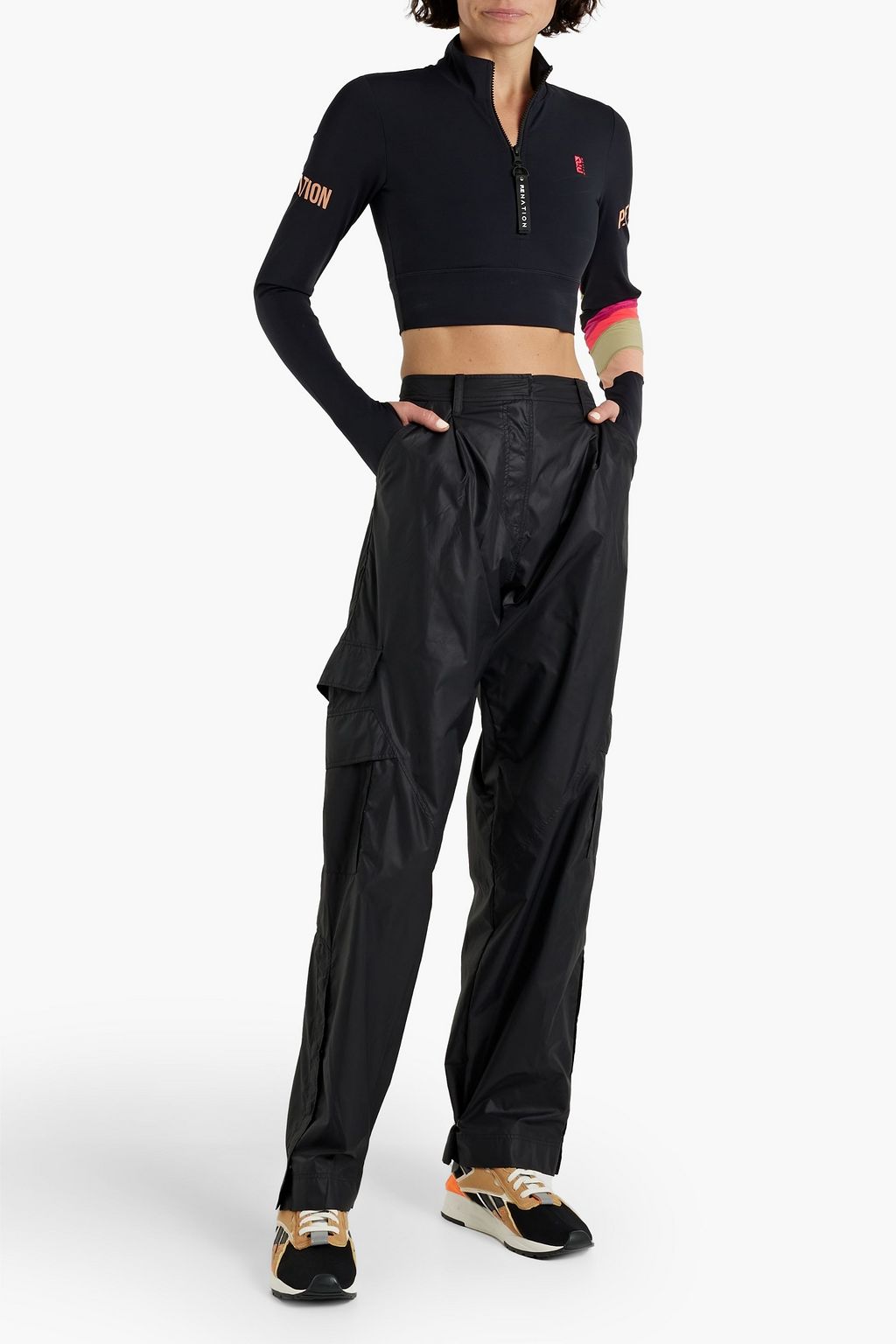 P.E NATION Cropped striped stretch top
