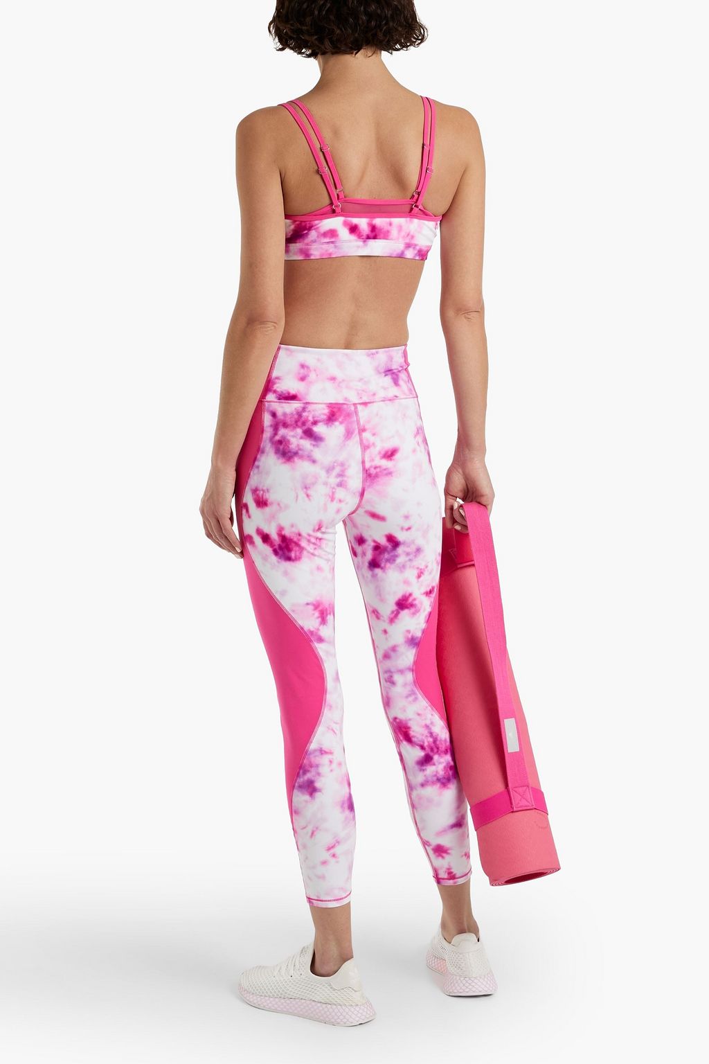 GOOD AMERICAN Tie-dye paneled stretch-jersey leggings