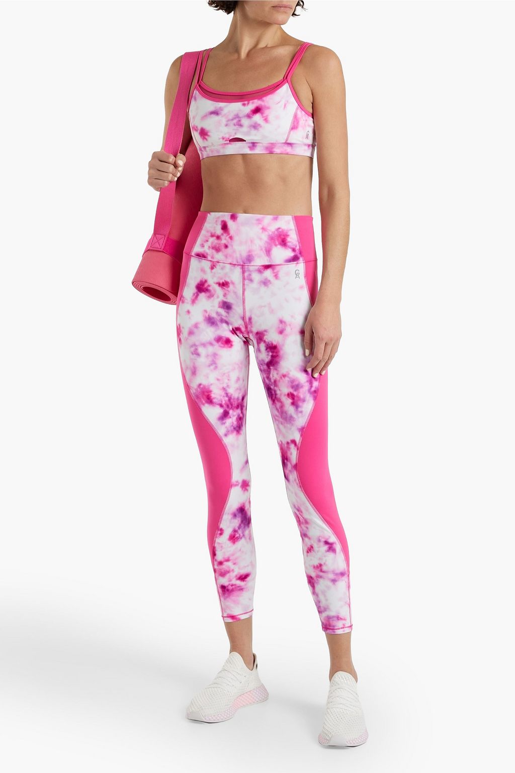 GOOD AMERICAN Tie-dye paneled stretch-jersey leggings