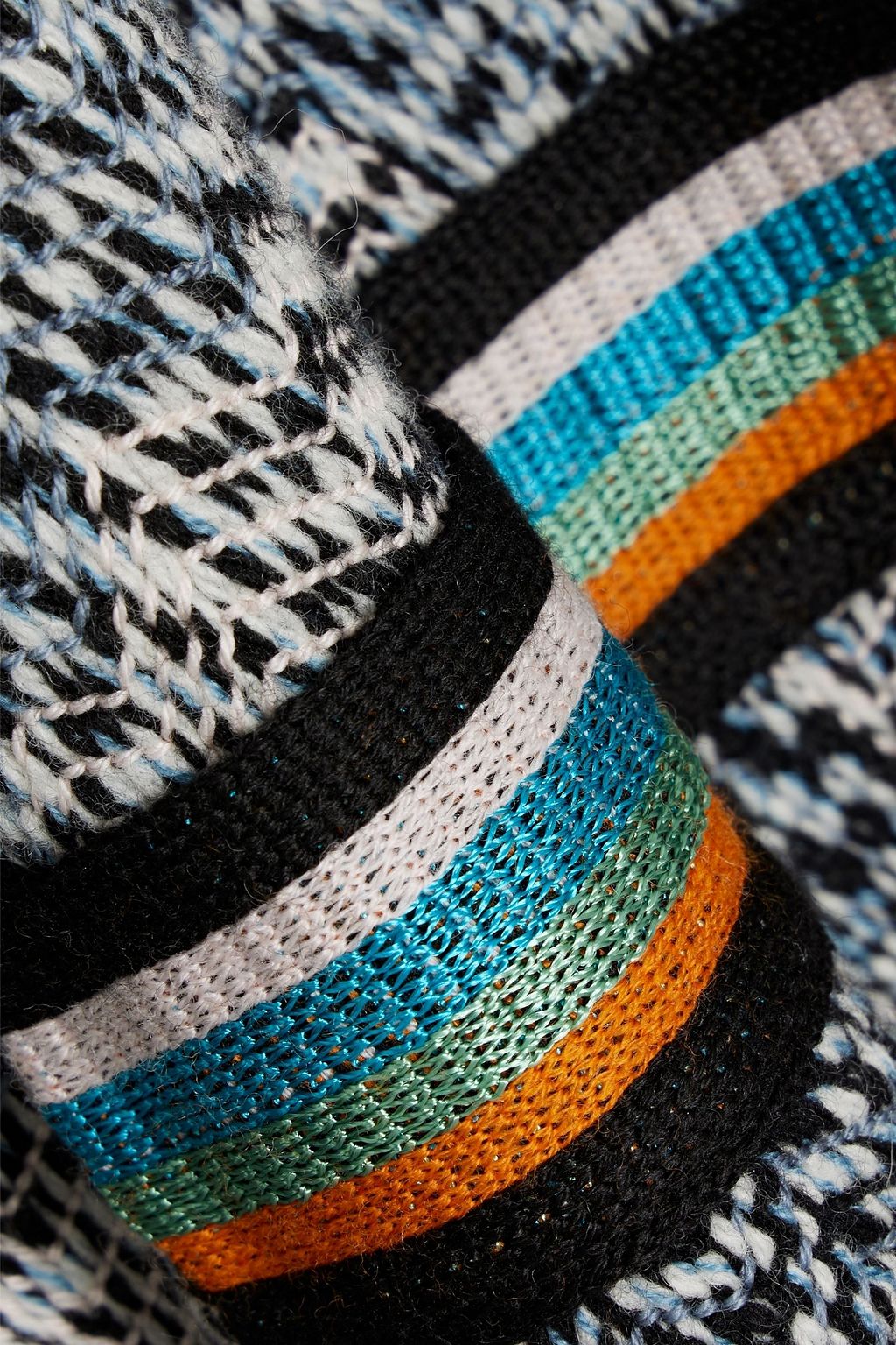 MISSONI Belted striped jacquard-knit wool-blend cardigan