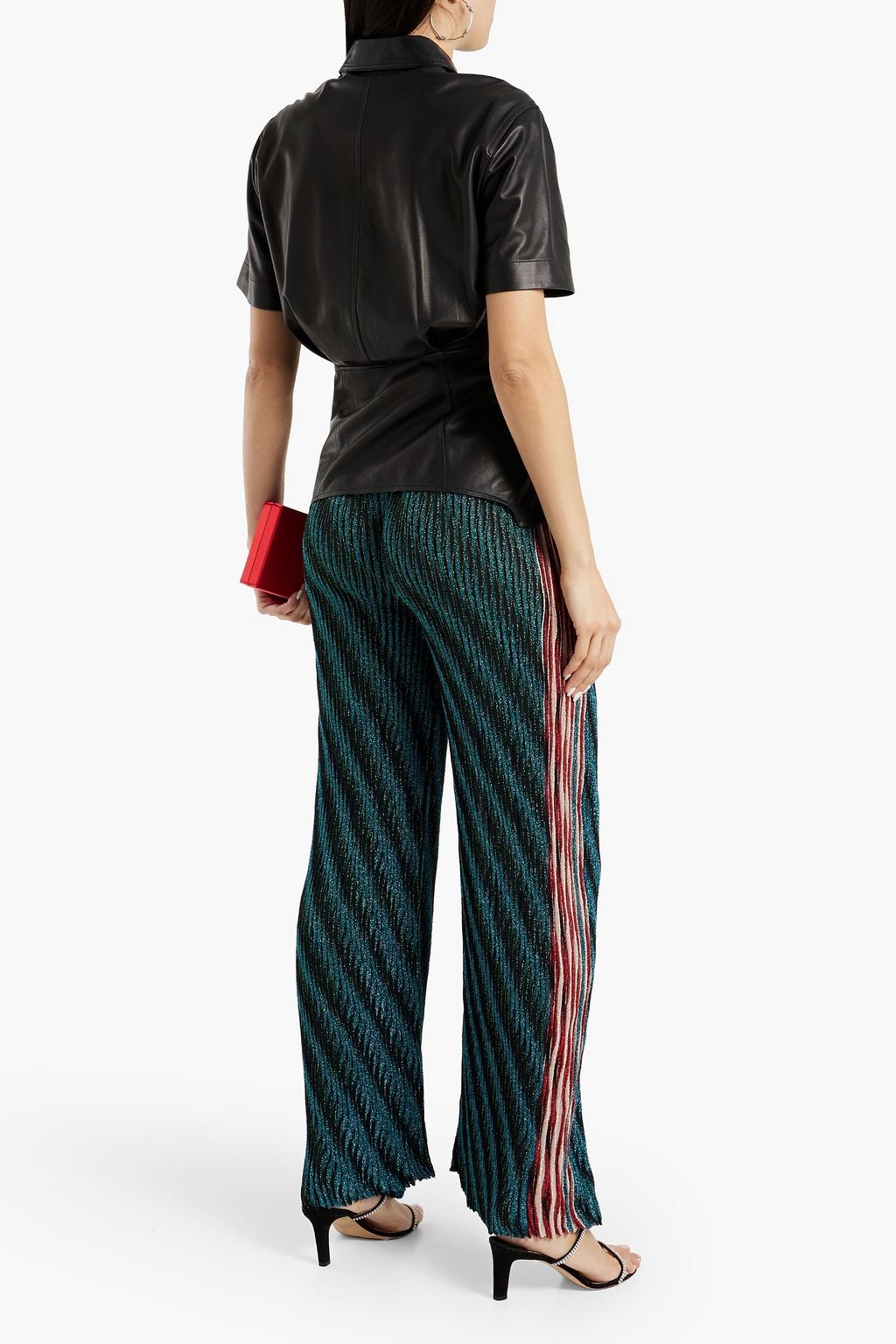 MISSONI Striped metallic crochet-knit wide-leg pants