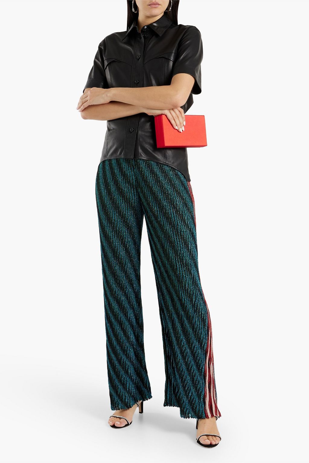 MISSONI Striped metallic crochet-knit wide-leg pants