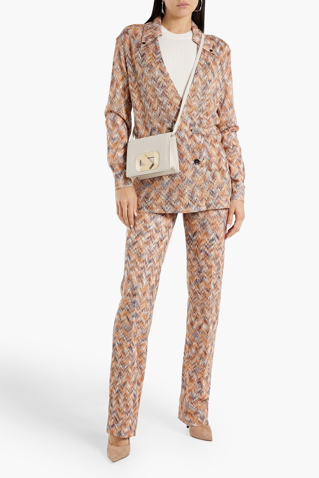 MISSONI Double-breasted crochet-knit blazer