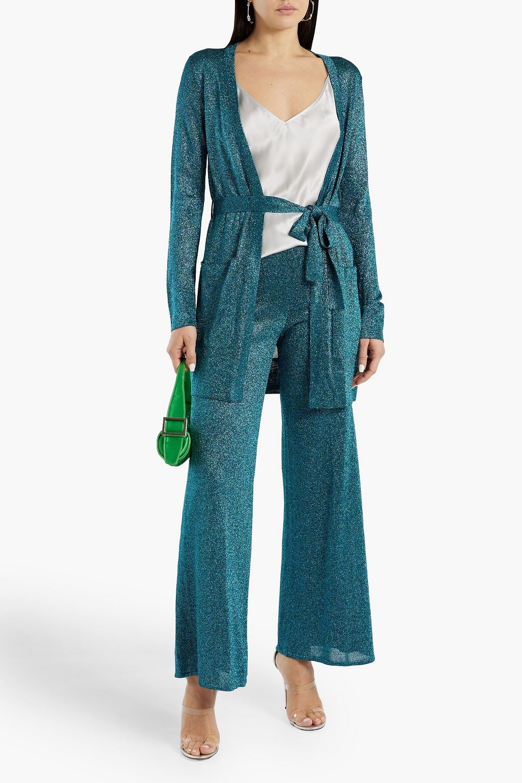 MISSONI Belted metallic knitted cardigan