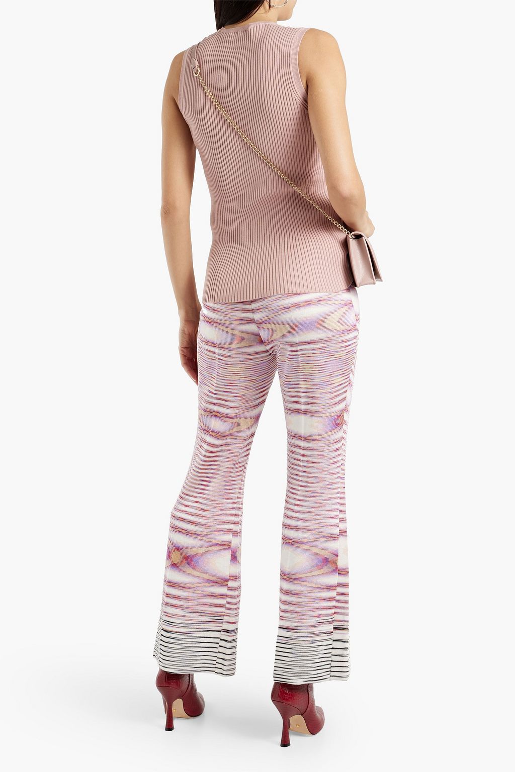 MISSONI Space-dyed crochet-knit wool-blend wide-leg pants