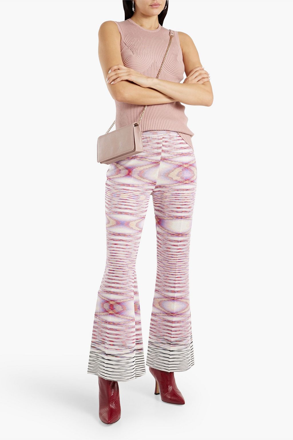 MISSONI Space-dyed crochet-knit wool-blend wide-leg pants