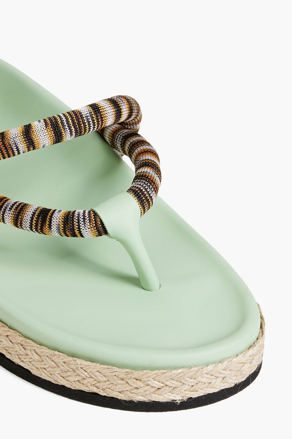 MISSONI Striped crochet-knit and leather espadrille sandals