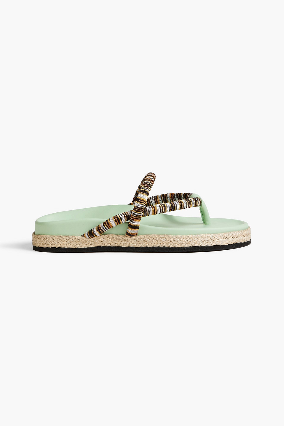 Shop Missoni Striped Crochet-knit And Leather Espadrille Sandals In Mint