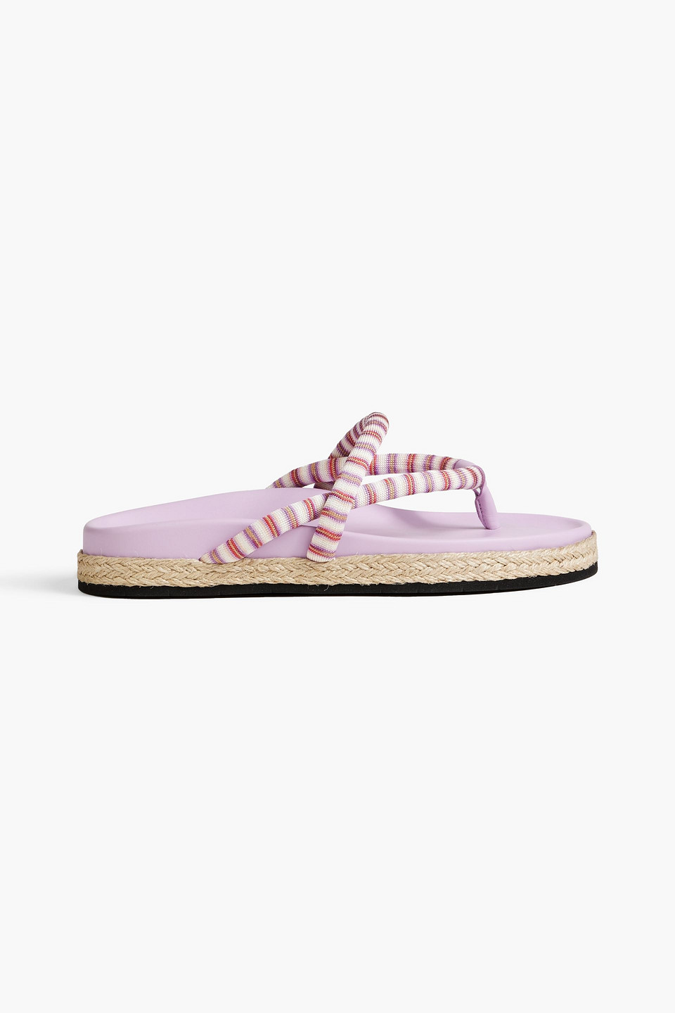 Missoni Striped Crochet-knit And Leather Sandals In Lilac