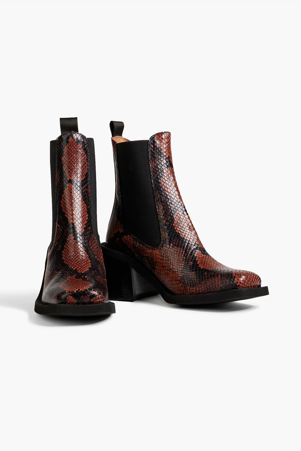 GANNI Snake-effect leather Chelsea boots | Sale up to 70% off OUTNET