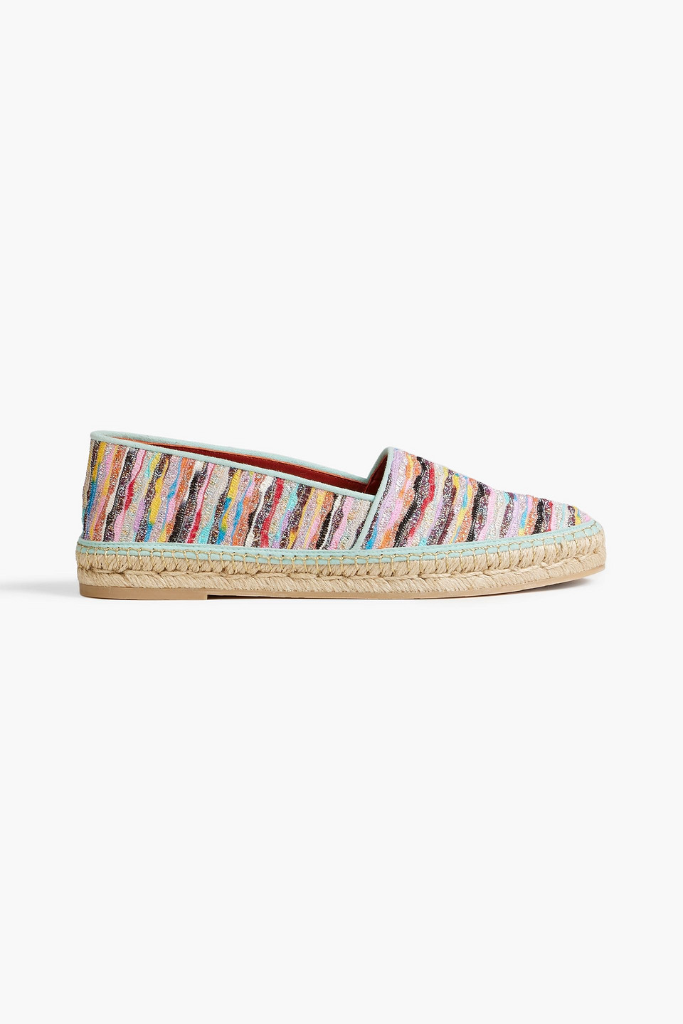 Missoni Metallic Crochet-knit Espadrilles In Turquoise