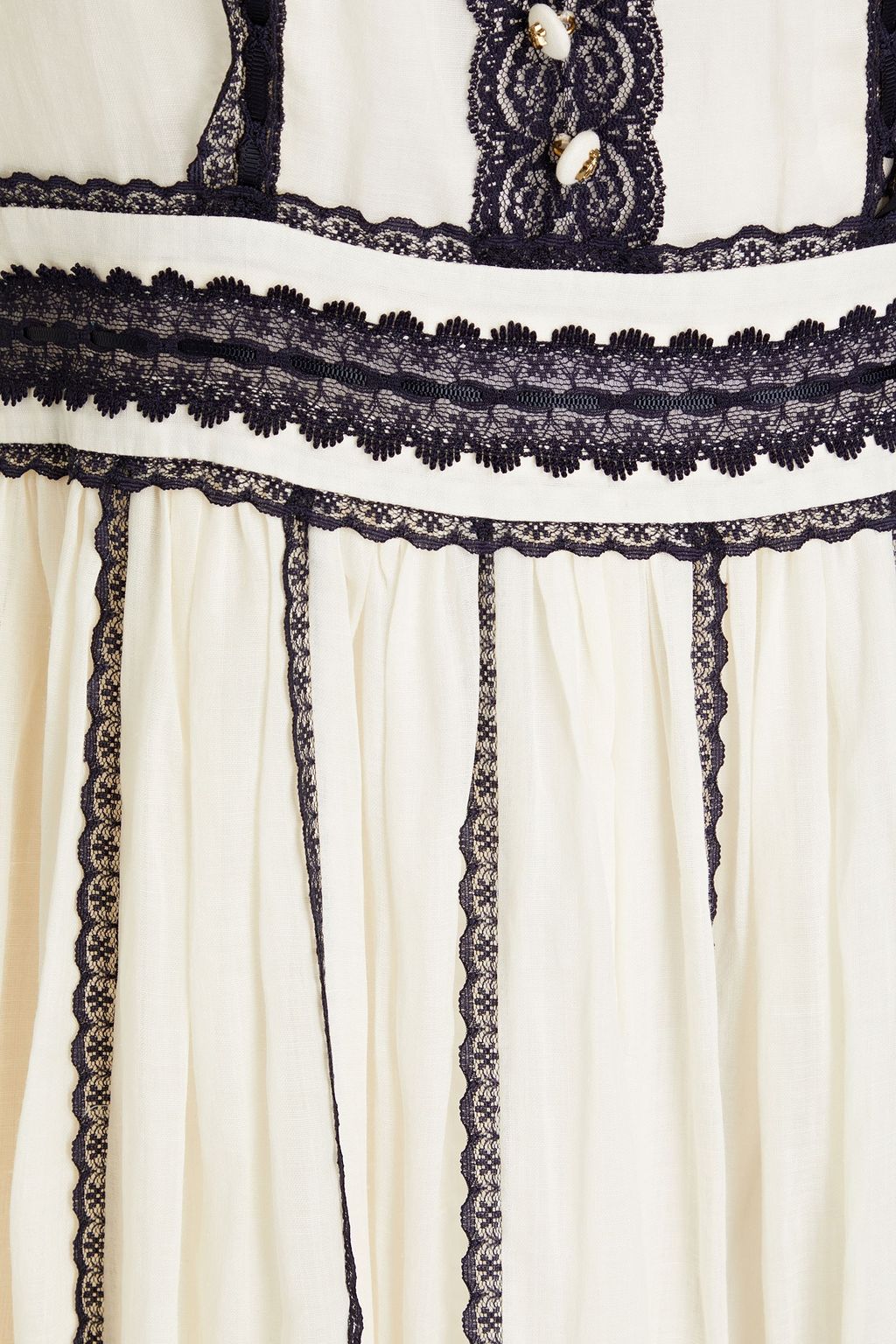 ZIMMERMANN Embellished lace-trimmed ramie midi dress