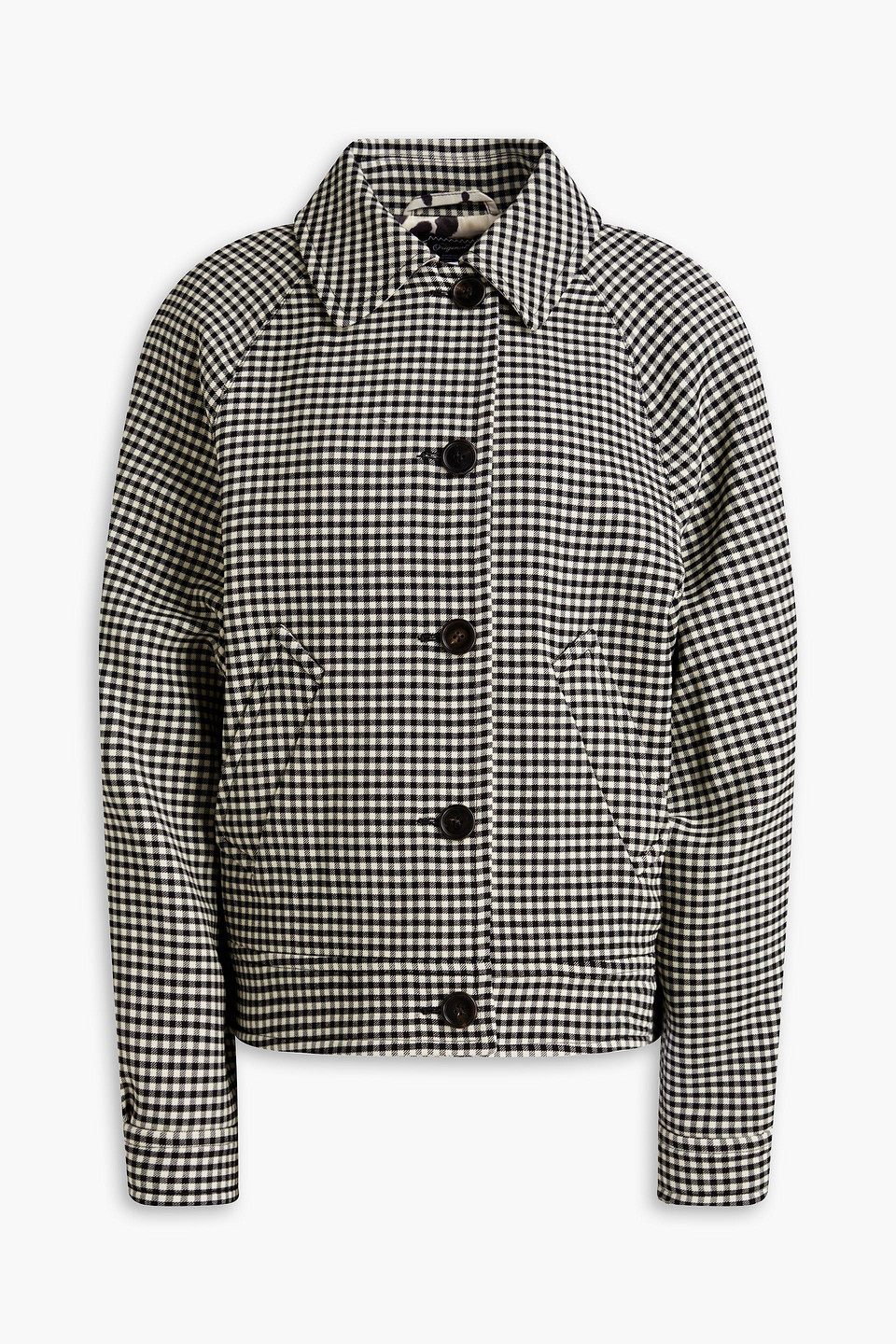 Shop Marni Reversible Gingham Wool-blend Twill Jacket In Black