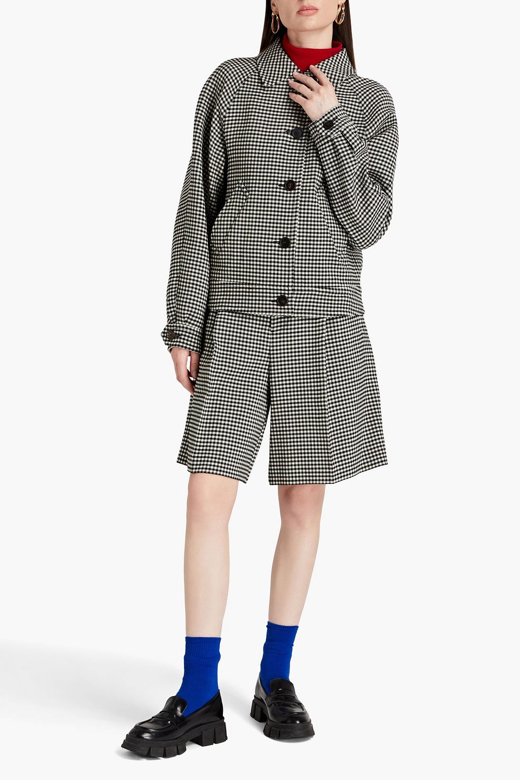 MARNI Reversible gingham wool-blend twill jacket