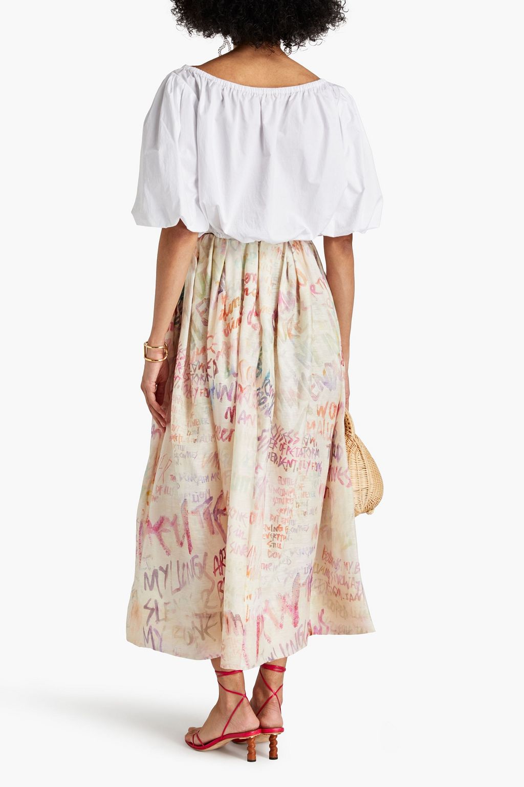 ZIMMERMANN Midirock aus einer Leinen-Seidenmischung mit Print