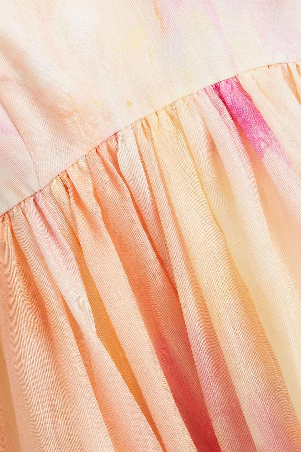 Zimmermann Prima Ruffled Tie-dyed Linen And Silk-blend Mini Dress In Pastel Orange