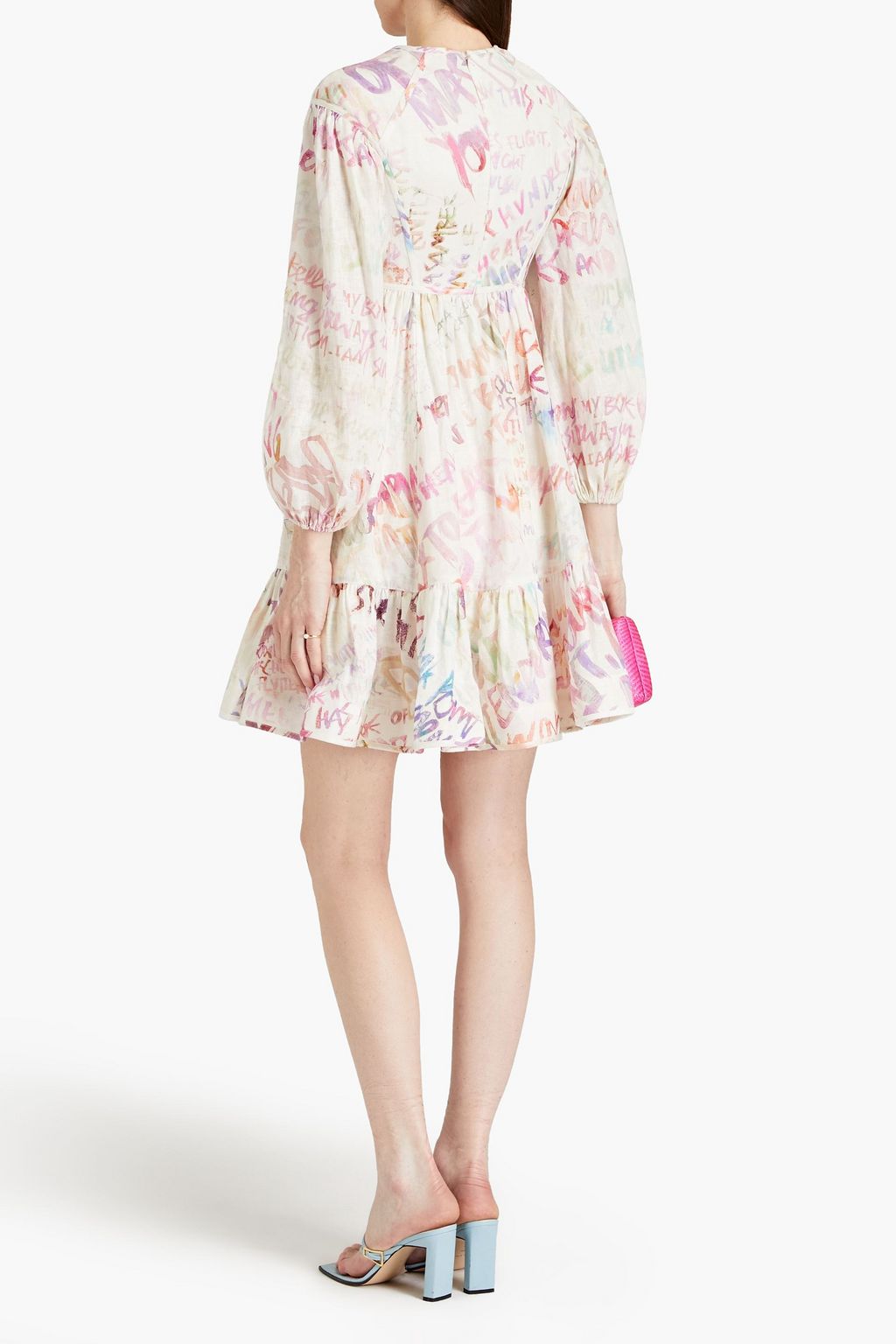 ZIMMERMANN Gathered printed linen mini dress