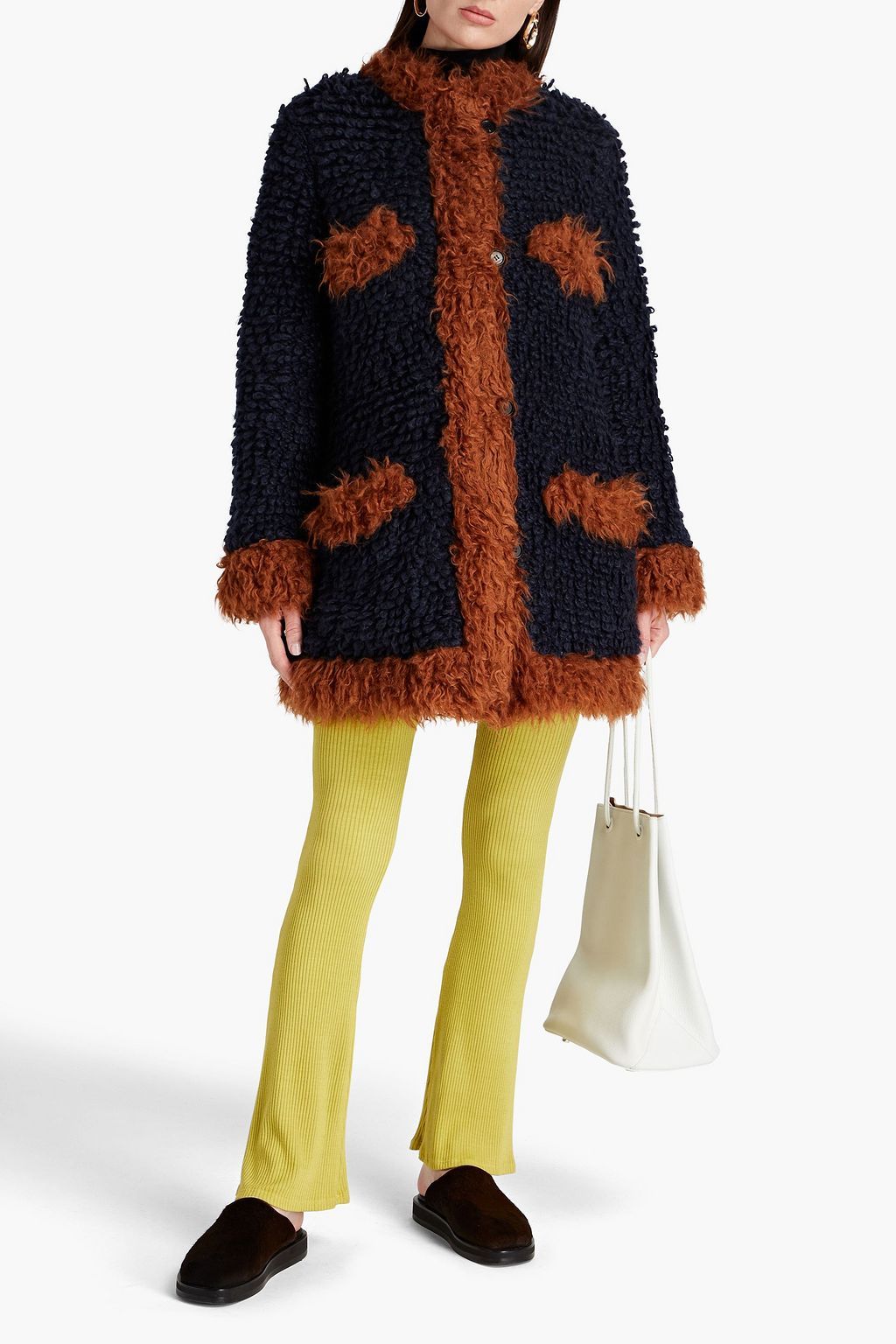 MARNI Wendbarer Mantel aus gestepptem Ripstop und Shearling-Imitat