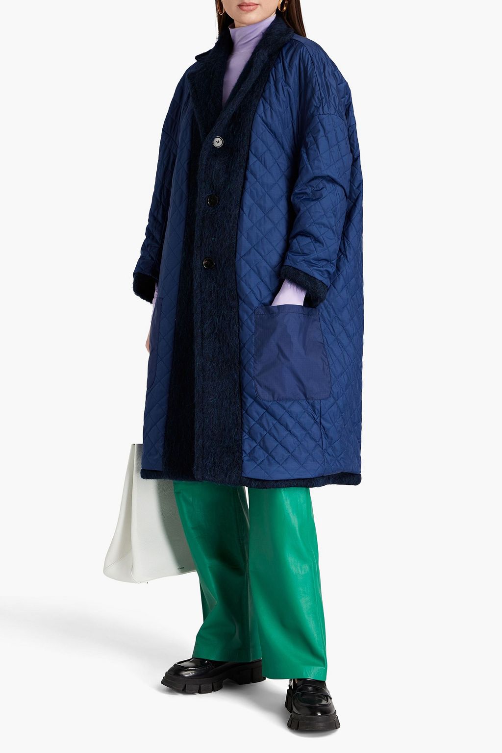 MARNI Reversible brushed-felt and quilted ripstop coat