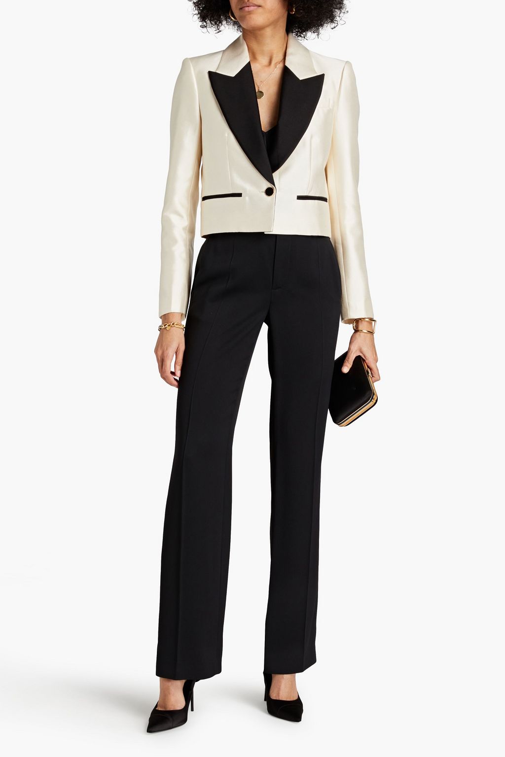 ZIMMERMANN Cropped wool and silk-blend tuxedo jacket