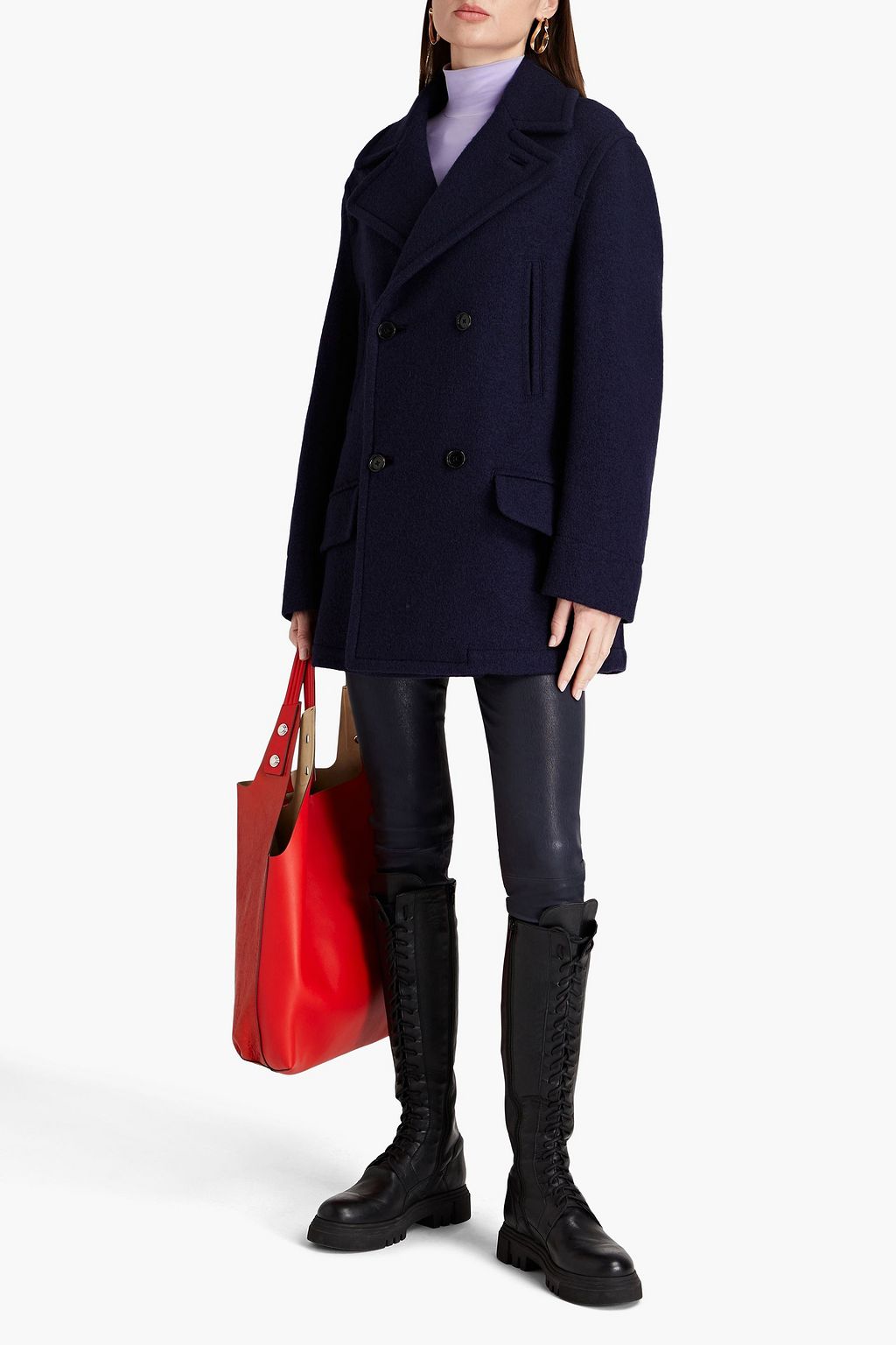 MARNI Doppelreihiger Mantel aus Bouclé-Wolle