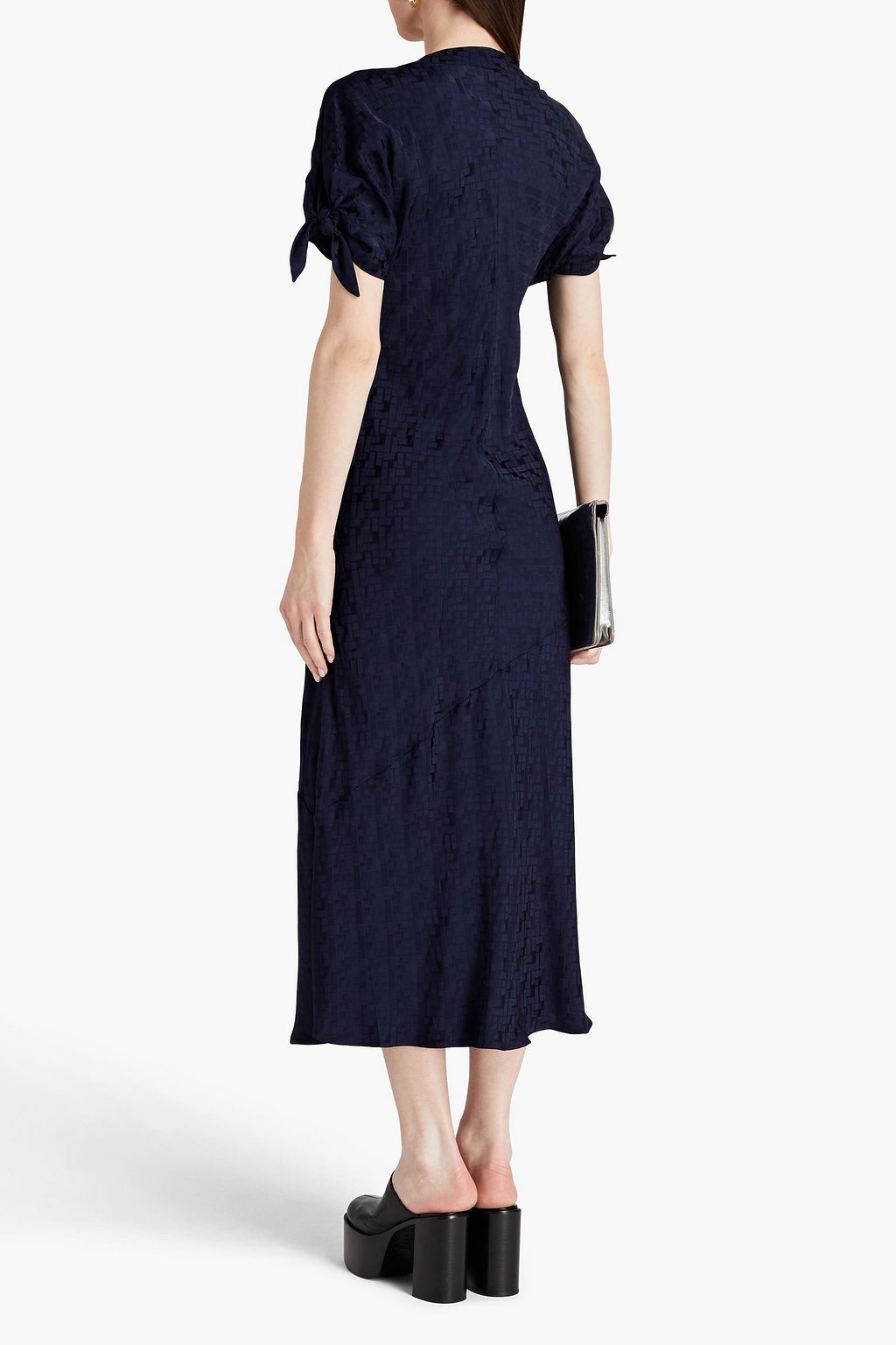 MARNI Knotted satin-jacquard midi dress