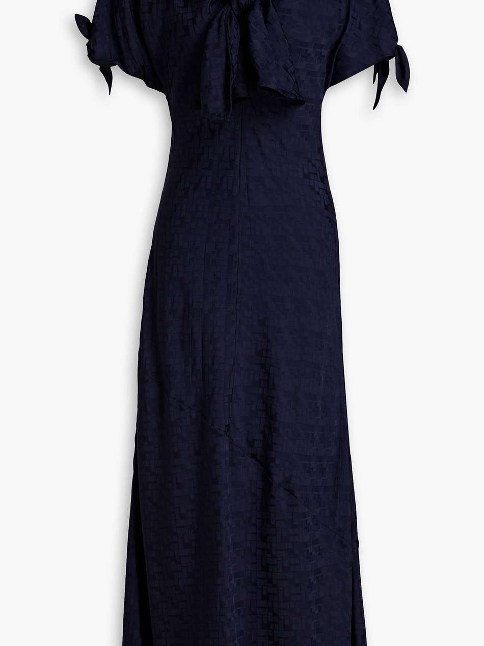 knotted satin-jacquard midi dress