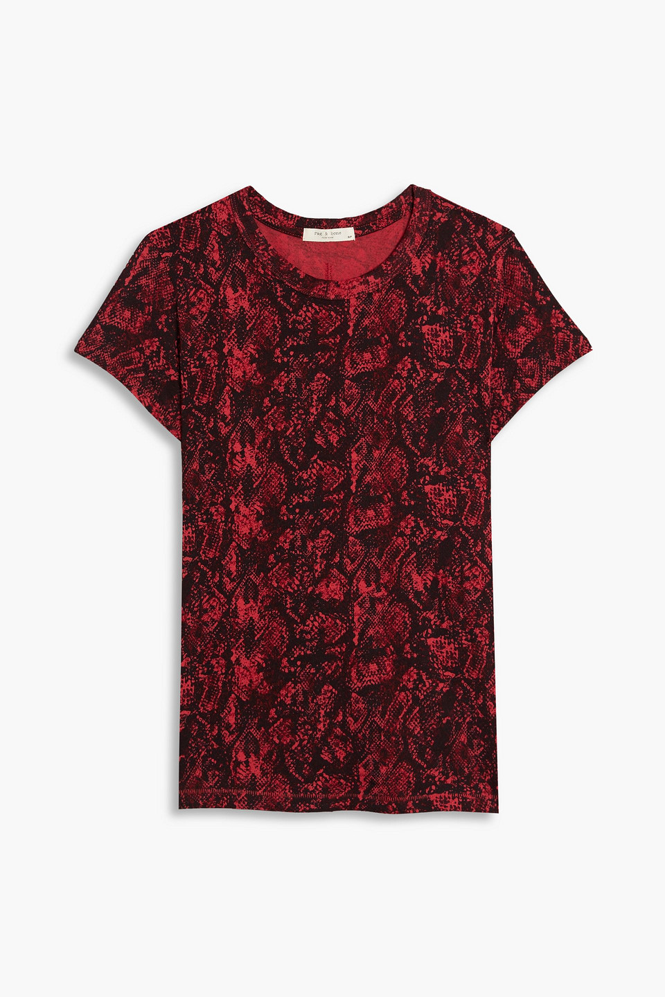Rag & Bone Snake Print Organic Cotton T-shirt In Red