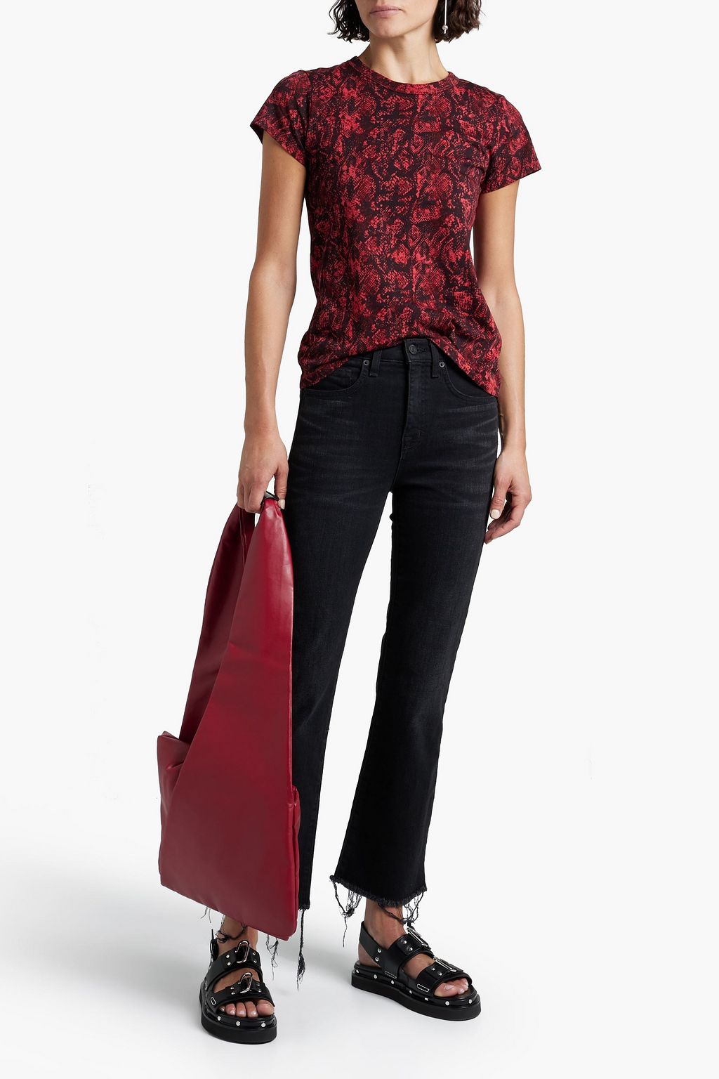 RAG & BONE Snake-print organic cotton-jersey T-shirt